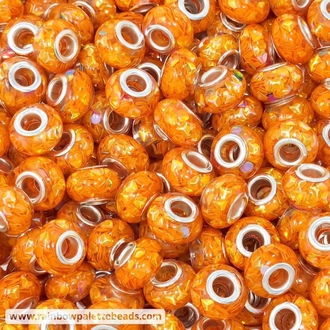 14mm Orange Sequin Resin Abacus Spacer Beads (multipack)