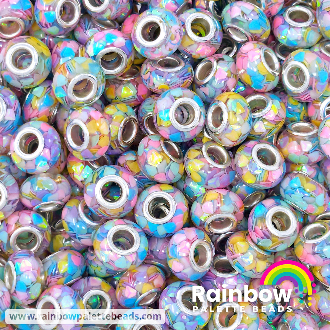 14mm ’Pastel Easter Confetti’ Sequin Resin Abacus Spacer Beads (multipack)