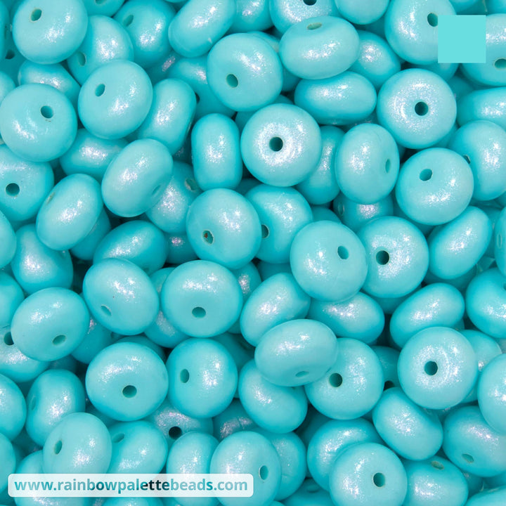 14mm Premium Aqua Breeze Blue Opal Abacus Silicone Beads (5 Beads) - Beads