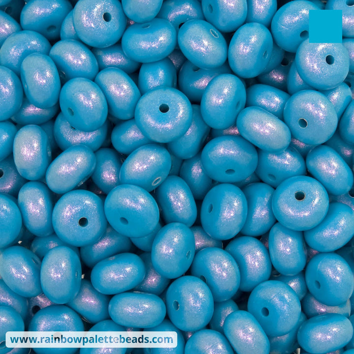 14mm Premium Bold Cyan Blue Opal Abacus Silicone Beads (5 Beads) - Beads