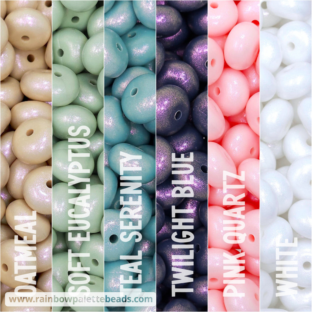 14mm Premium Coastal Boho Opal Abacus Spacer Silicone Bead Mix (30 beads) Beads