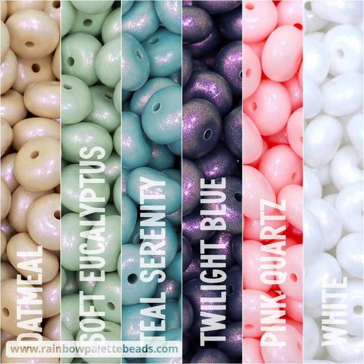 14mm Premium Coastal Boho Opal Abacus Spacer Silicone Bead Mix (30 beads) Beads
