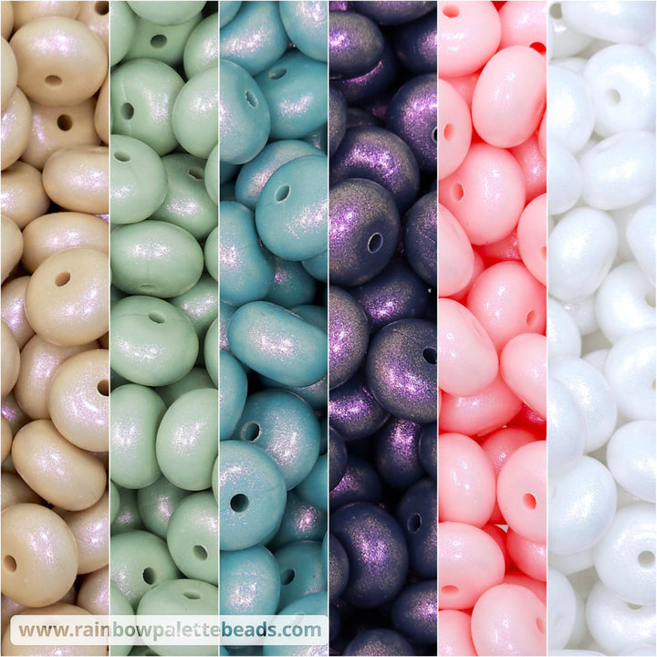 14mm Premium Coastal Boho Opal Abacus Spacer Silicone Bead Mix (30 beads) Beads