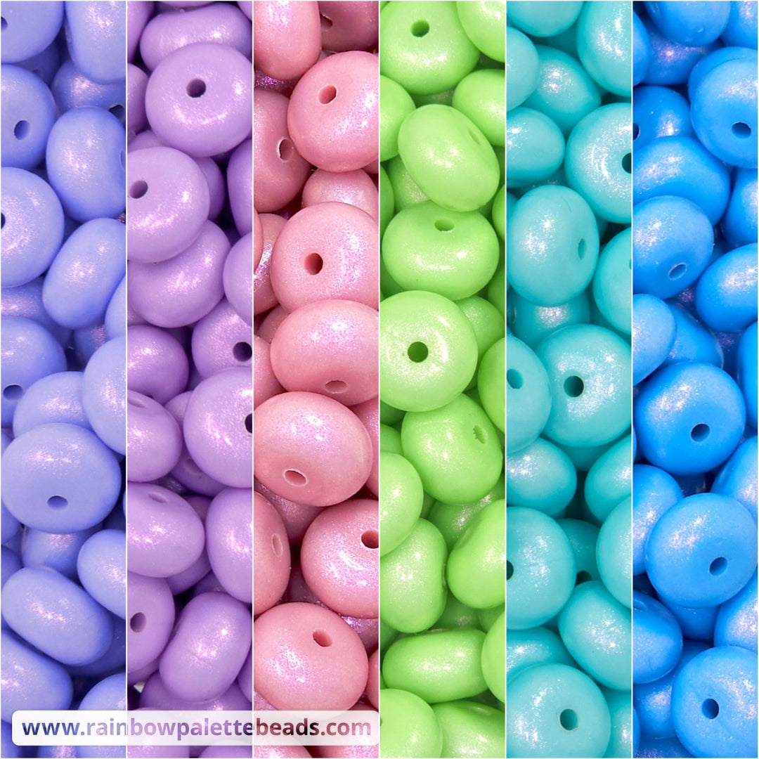 14mm Premium Dreamy Opal Abacus Spacer Silicone Bead Mix (30 beads) - Beads