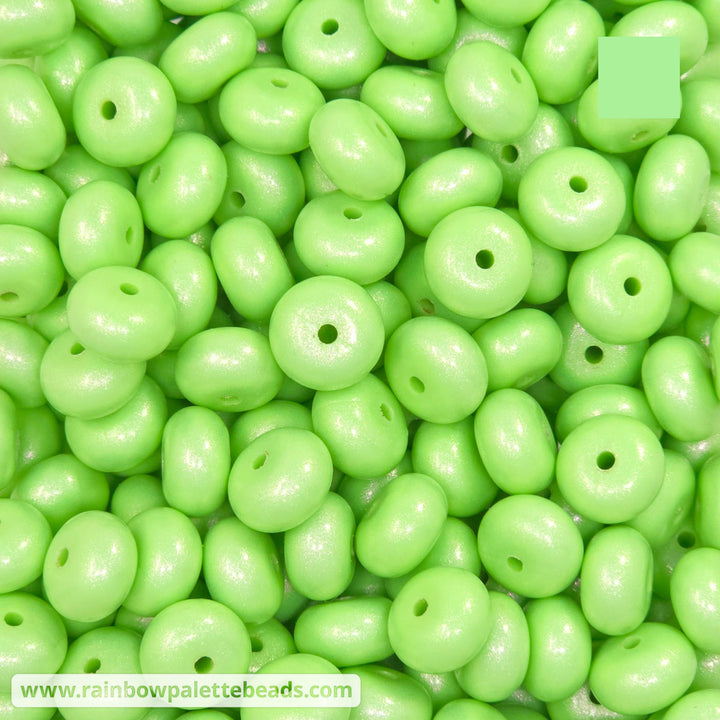 14mm Premium Key Lime Green Opal Abacus Silicone Beads (5 Beads) - Beads