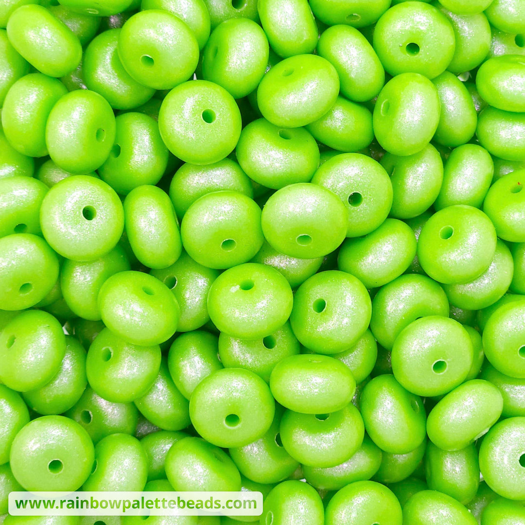 14mm Premium Lime Opal Abacus Silicone Beads (5 Beads) Beads