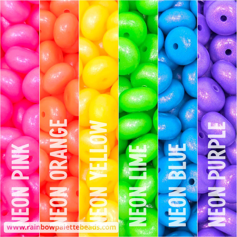 14mm Premium NEON Rainbow Mix Opal Abacus Spacer Silicone Beads (30 beads) Beads