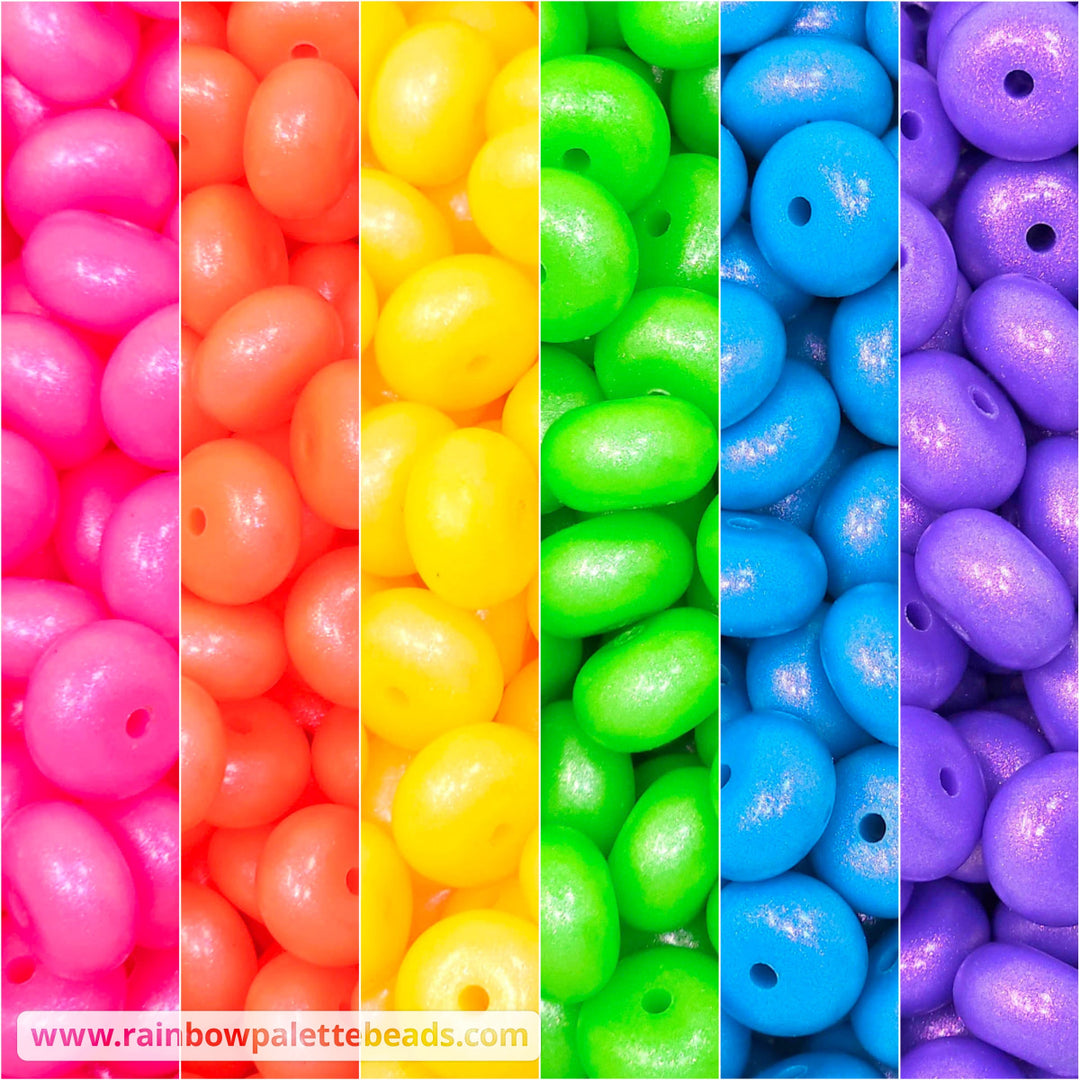 14mm Premium NEON Rainbow Mix Opal Abacus Spacer Silicone Beads (30 beads) Beads