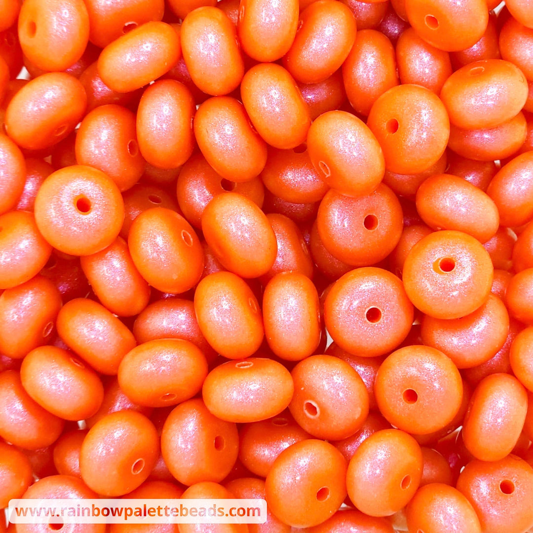 14mm Premium Orange Opal Abacus Silicone Beads (5 Beads) Beads