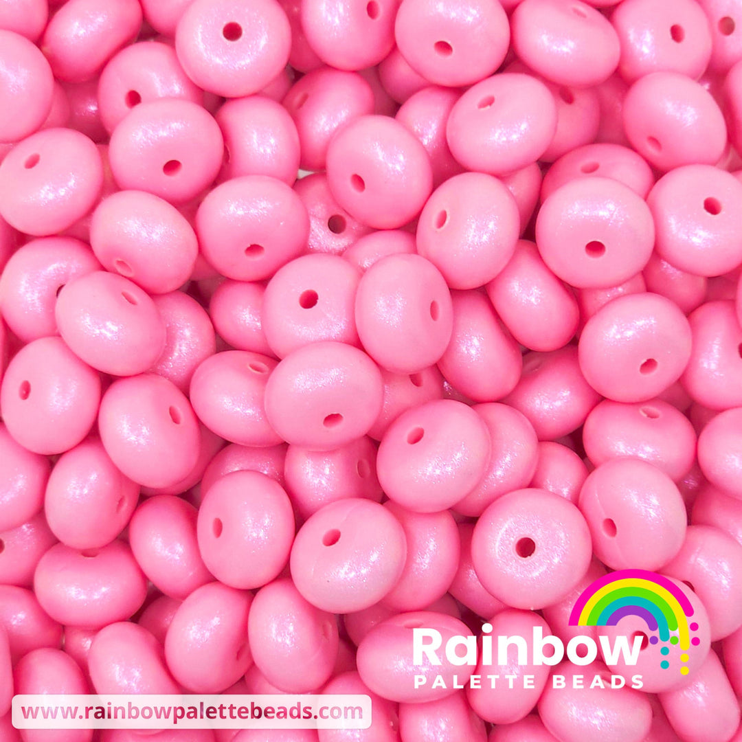 14mm Premium Pink Petal Opal Abacus Silicone Beads (5 Beads) Beads