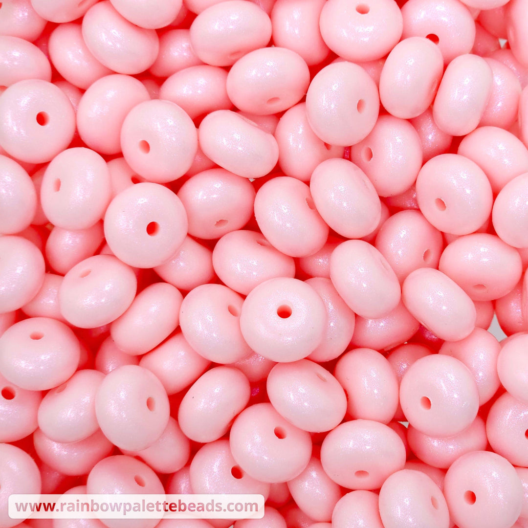 14mm Premium Pink Quartz Opal Abacus Silicone Beads (5 Beads) Beads