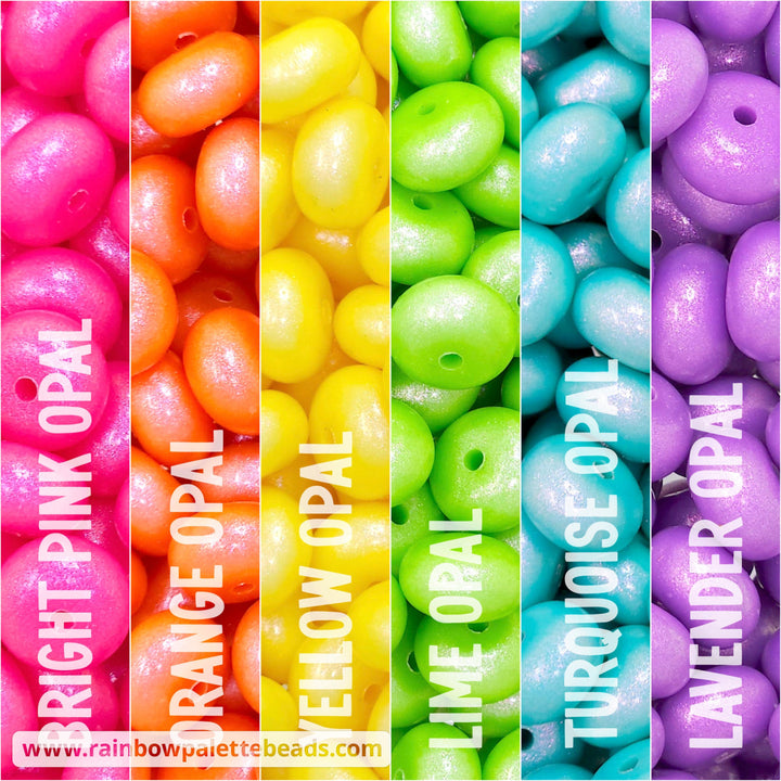 14mm Premium Rainbow Mix Opal Abacus Spacer Silicone Beads (30 beads) Beads