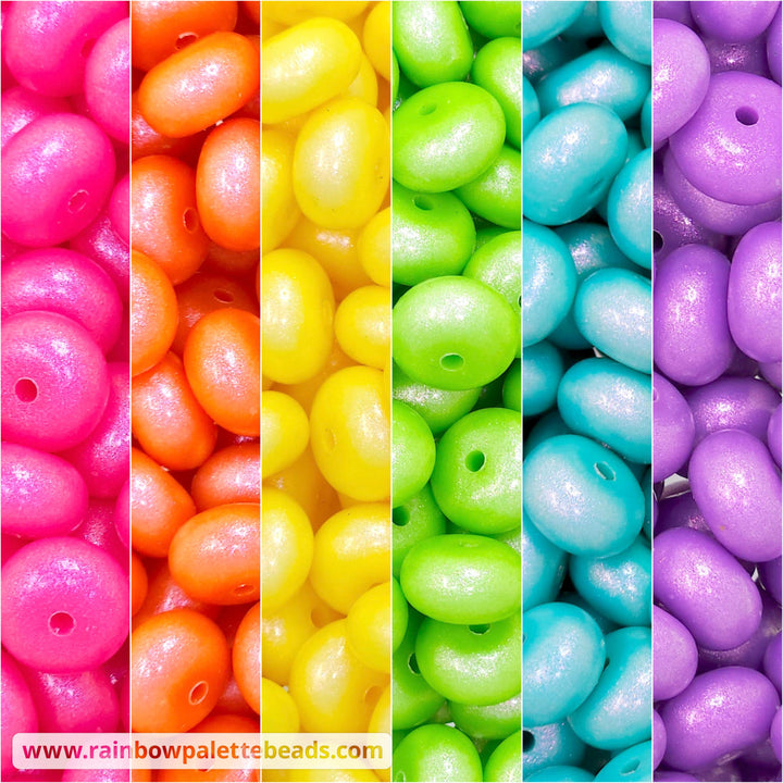 14mm Premium Rainbow Mix Opal Abacus Spacer Silicone Beads (30 beads) Beads
