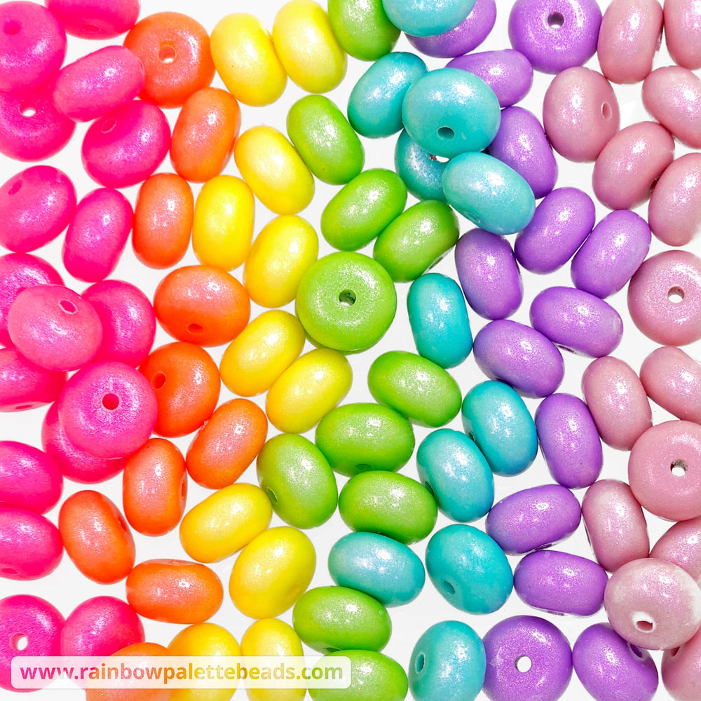 14mm Premium Rainbow Mix Opal Abacus Spacer Silicone Beads (35 beads) Beads
