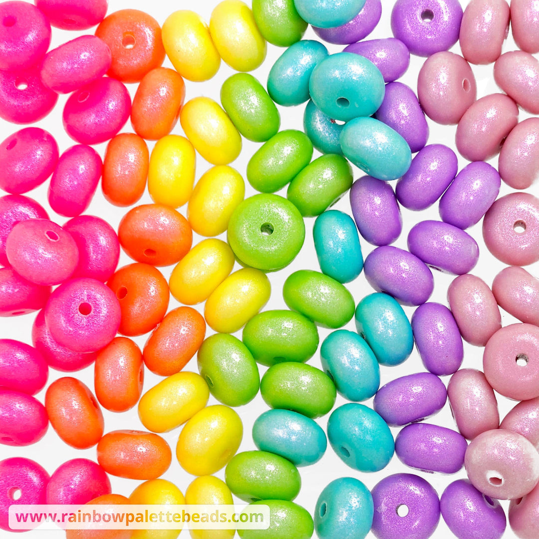 14mm Premium Rainbow Mix Opal Abacus Spacer Silicone Beads (35 beads) Beads