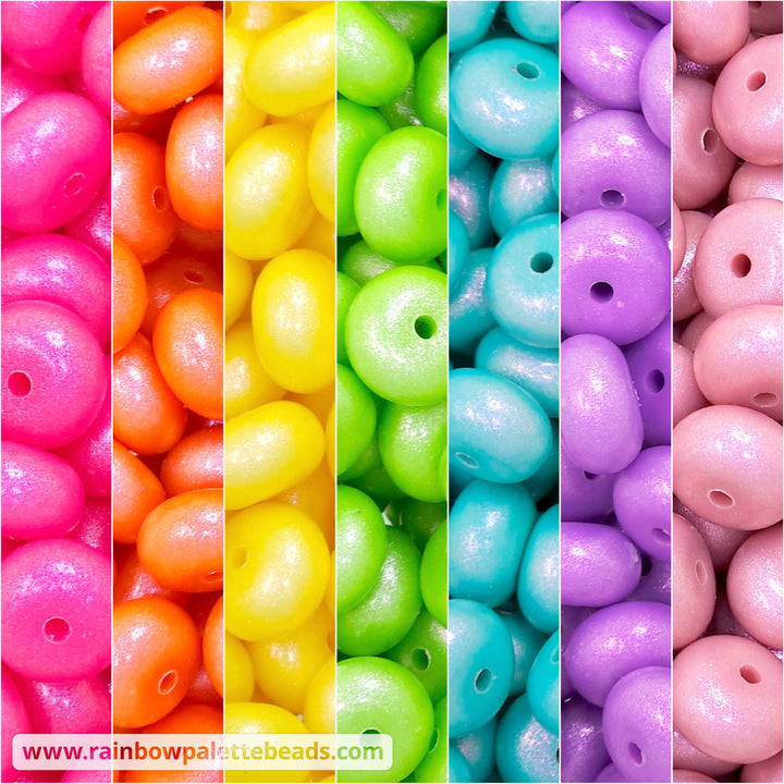 14mm Premium Rainbow Mix Opal Abacus Spacer Silicone Beads (35 beads) Beads