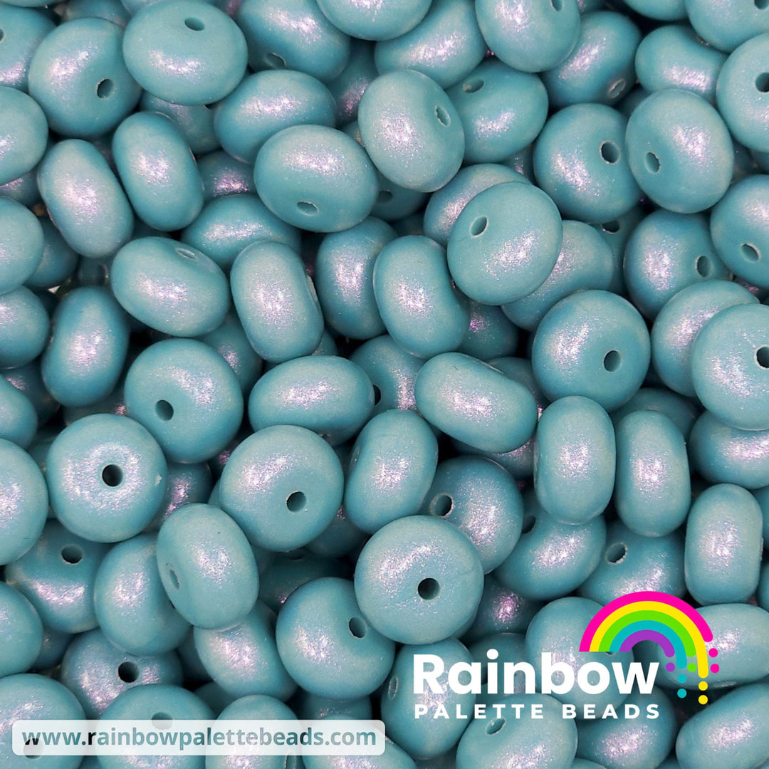 14mm Premium Teal Serenity Opal Abacus Silicone Beads (5 Beads) Beads