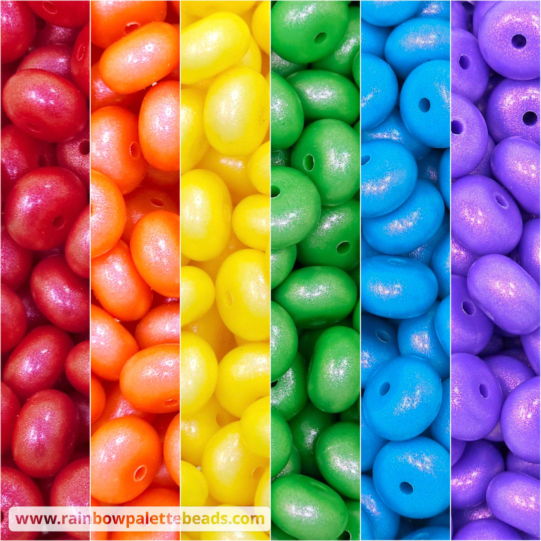 14mm Premium Traditional Rainbow Mix Opal Abacus Spacer Silicone Beads (30 beads) - Beads
