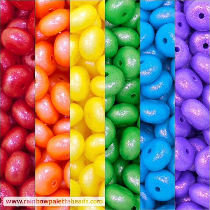 14mm Premium Traditional Rainbow Mix Opal Abacus Spacer Silicone Beads (30 beads) - Beads