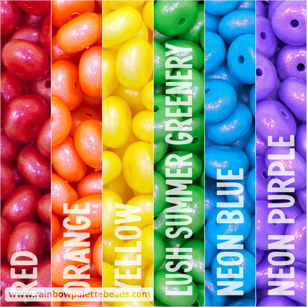 14mm Premium Traditional Rainbow Mix Opal Abacus Spacer Silicone Beads (30 beads) - Beads