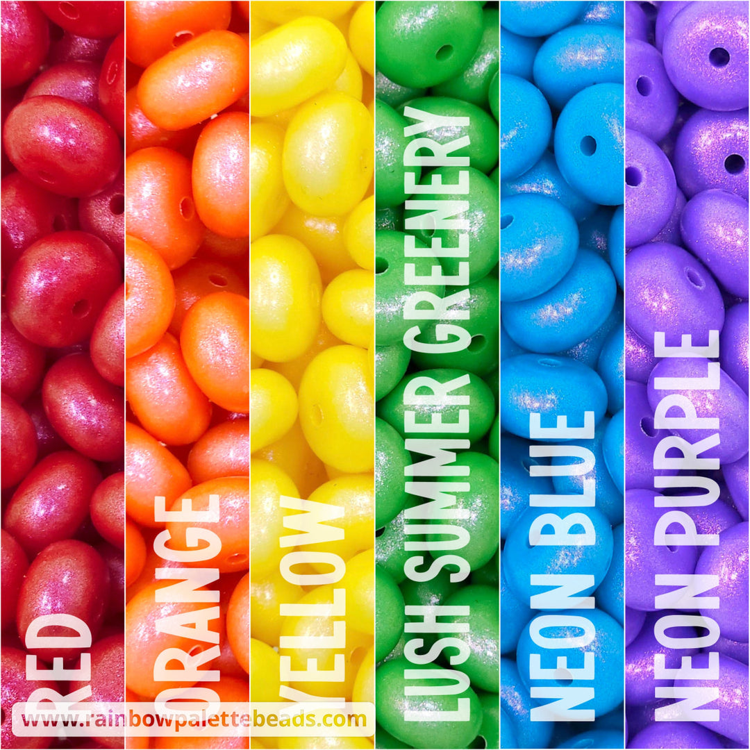 14mm Premium Traditional Rainbow Mix Opal Abacus Spacer Silicone Beads (30 beads) - Beads