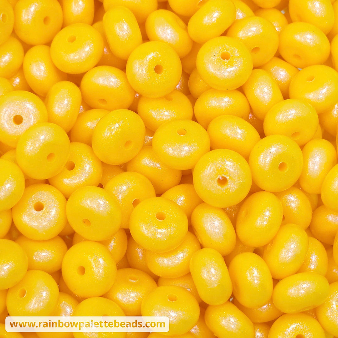 14mm Premium Yellow-Gold Opal Abacus Silicone Beads (5 Beads) Beads