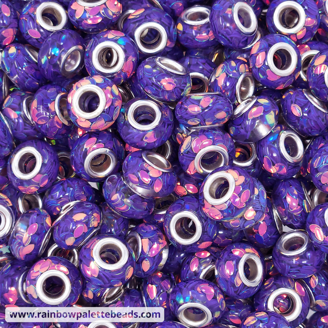 14mm Purple Sequin Resin Abacus Spacer Beads (multipack)