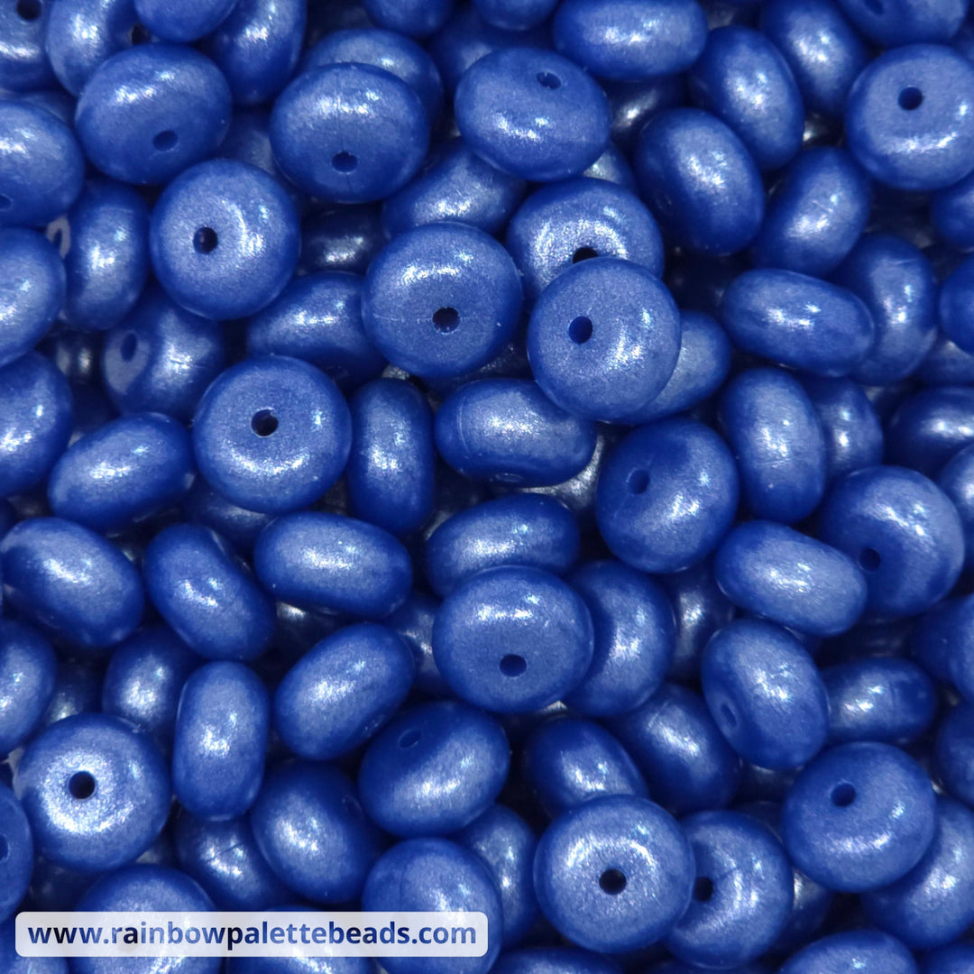 14mm Royal Blue Shimmer Pearl Abacus Silicone Beads (5 Beads) - Beads