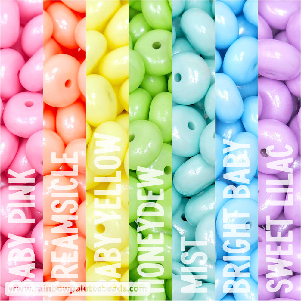 14mm Spring Pastel Shimmer Pearl Abacus Spacer Silicone Beads (35 beads) Beads