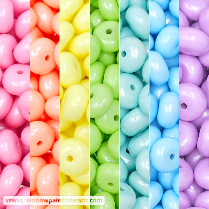 14mm Spring Pastel Shimmer Pearl Abacus Spacer Silicone Beads (35 beads) Beads