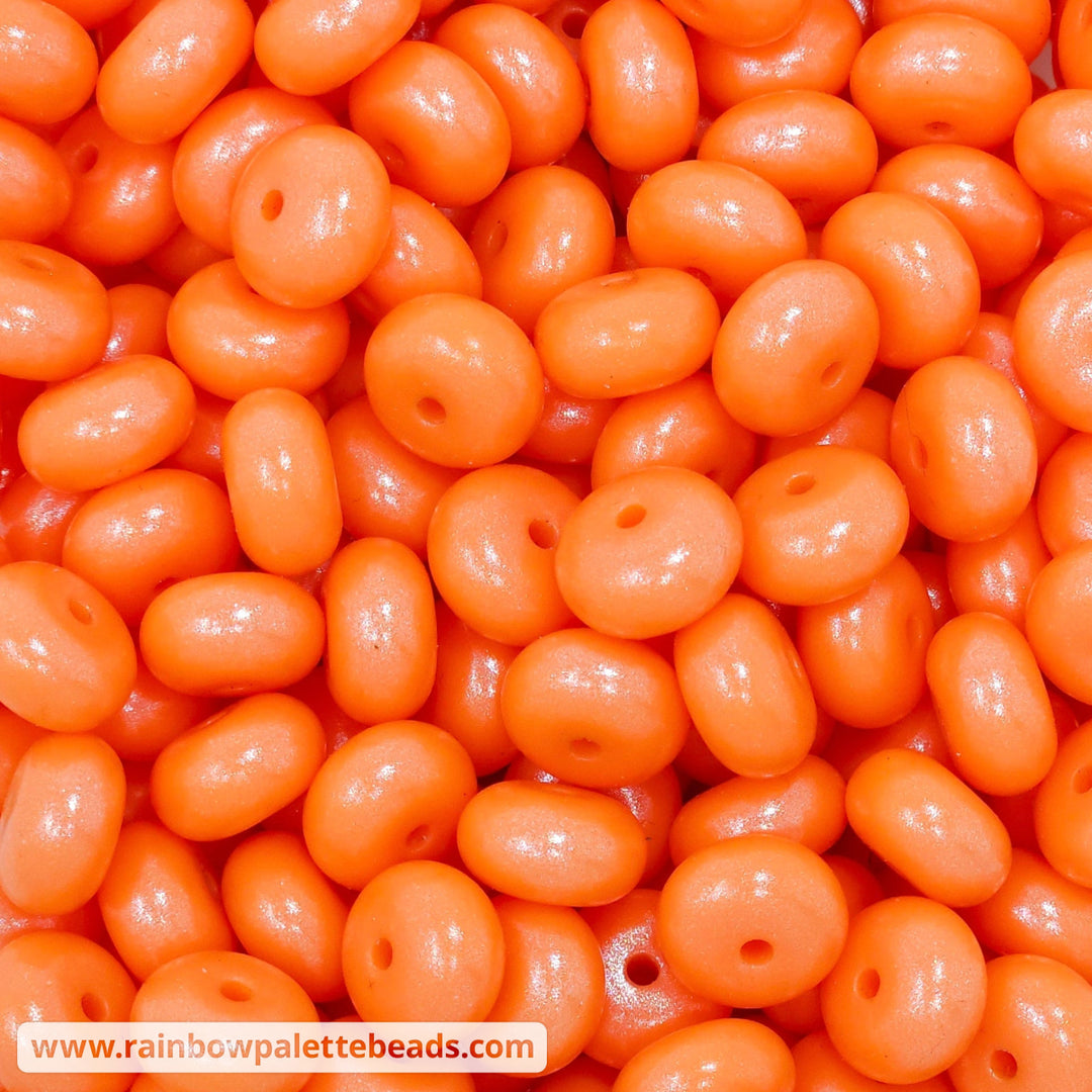 14mm Tangerine Shimmer Pearl Abacus Silicone Beads (5 Beads) Beads