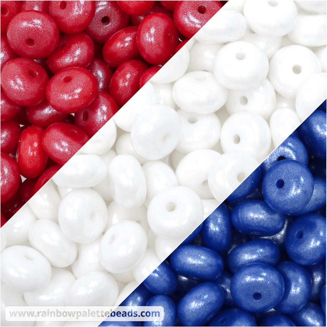 14mm USA Mix Shimmer Pearl Abacus Spacer Silicone Beads (30 beads) - Beads