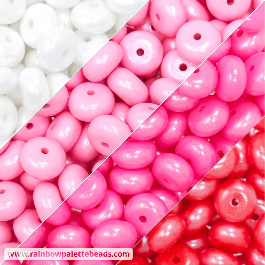 14mm Valentine’s Day Shimmer Pearl Abacus Spacer Silicone Beads (40 beads) Beads