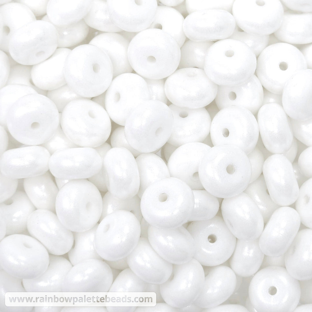 14mm White Shimmer Pearl Abacus Silicone Beads (5 Beads) Beads