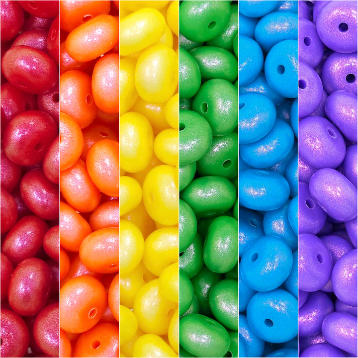 14mm Premium Traditional Rainbow Mix Opal Abacus Spacer Silicone Beads (30 beads)