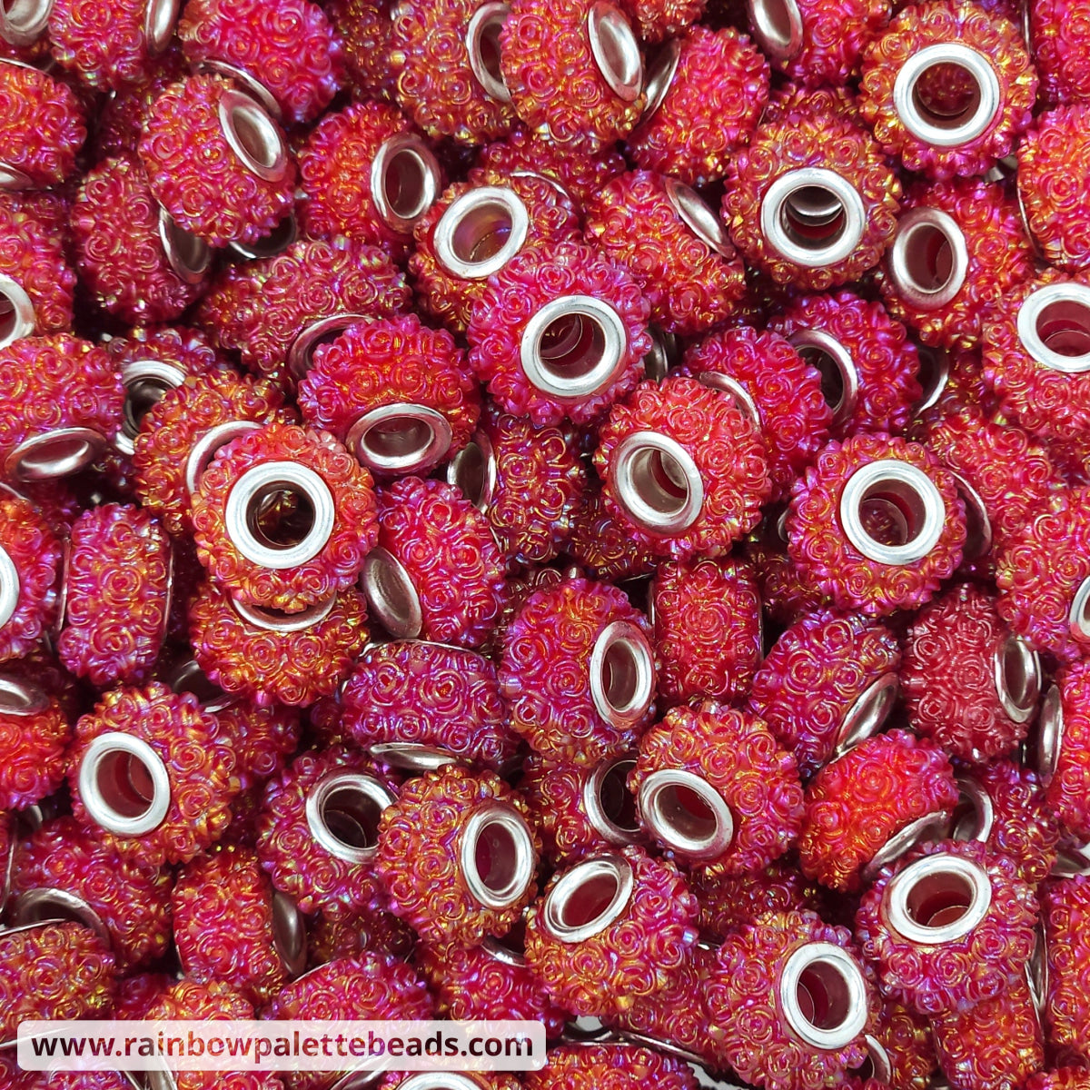 15mm AB Red Rose Rhinestone Acrylic Abacus Spacer Beads (multipack ...