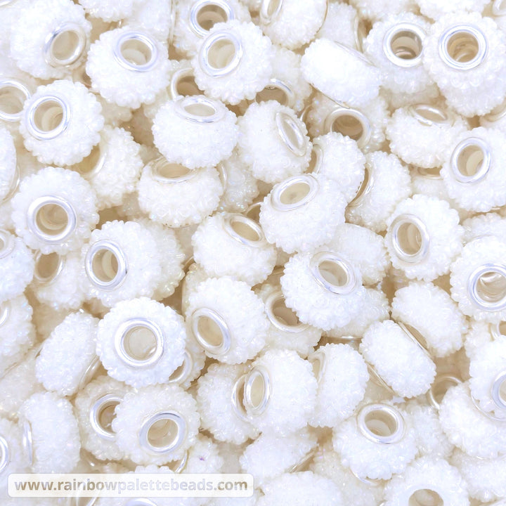 15mm AB White Rose Rhinestone Acrylic Abacus Spacer Beads (multipack)