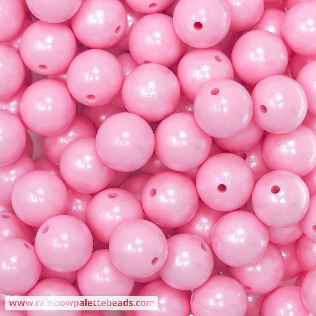 15mm Baby Pink Shimmer Pearl Silicone Bead Beads