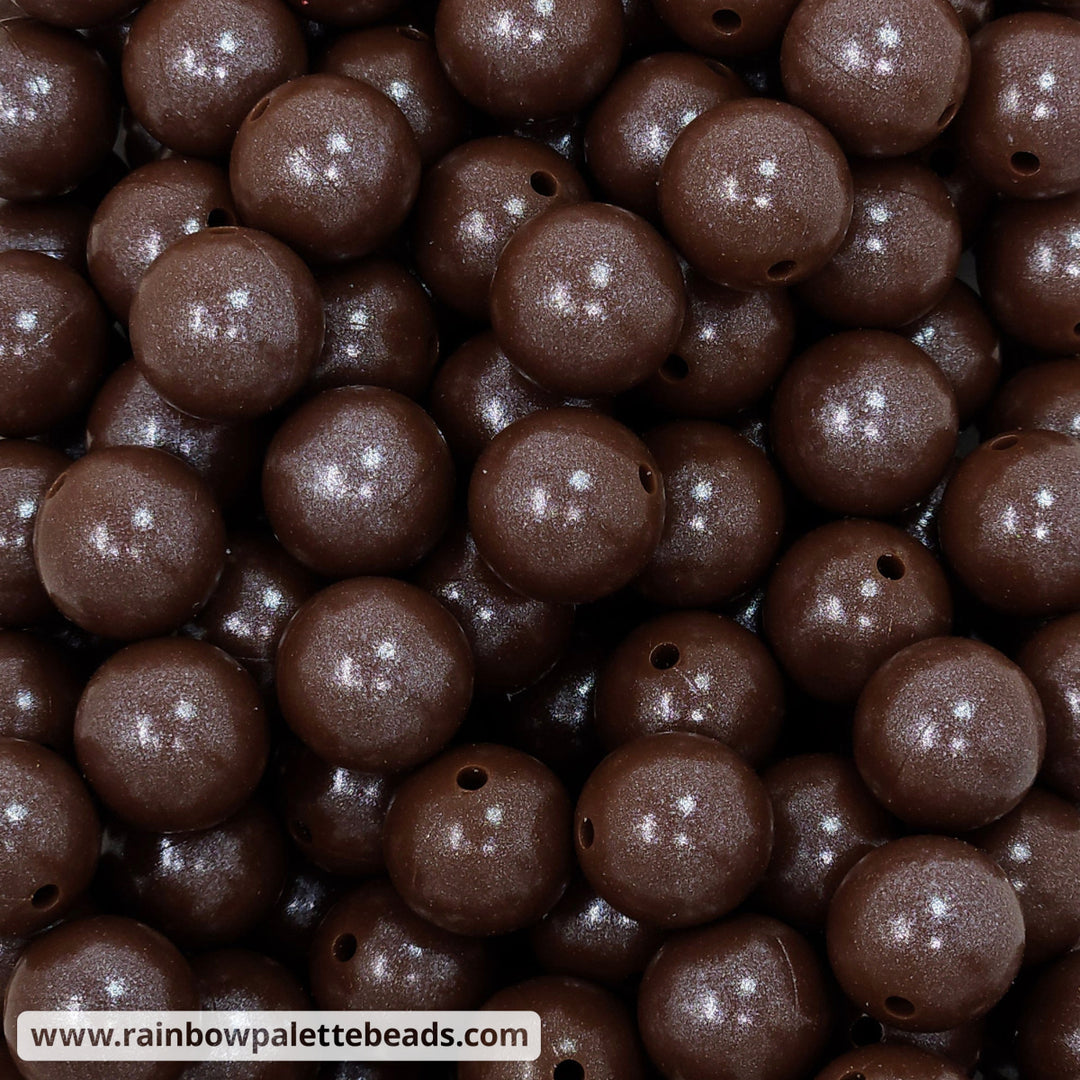 15mm Chocolate Shimmer Pearl Silicone Bead Beads