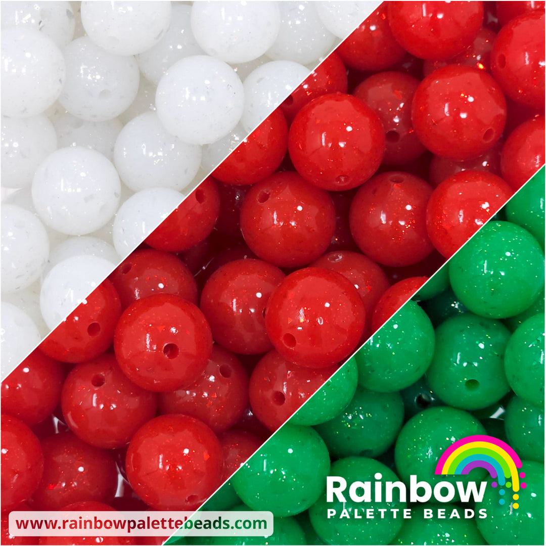 15mm Christmas Glitter & Foil Confetti Jelly Silicone Bead Mix (30 beads) Beads