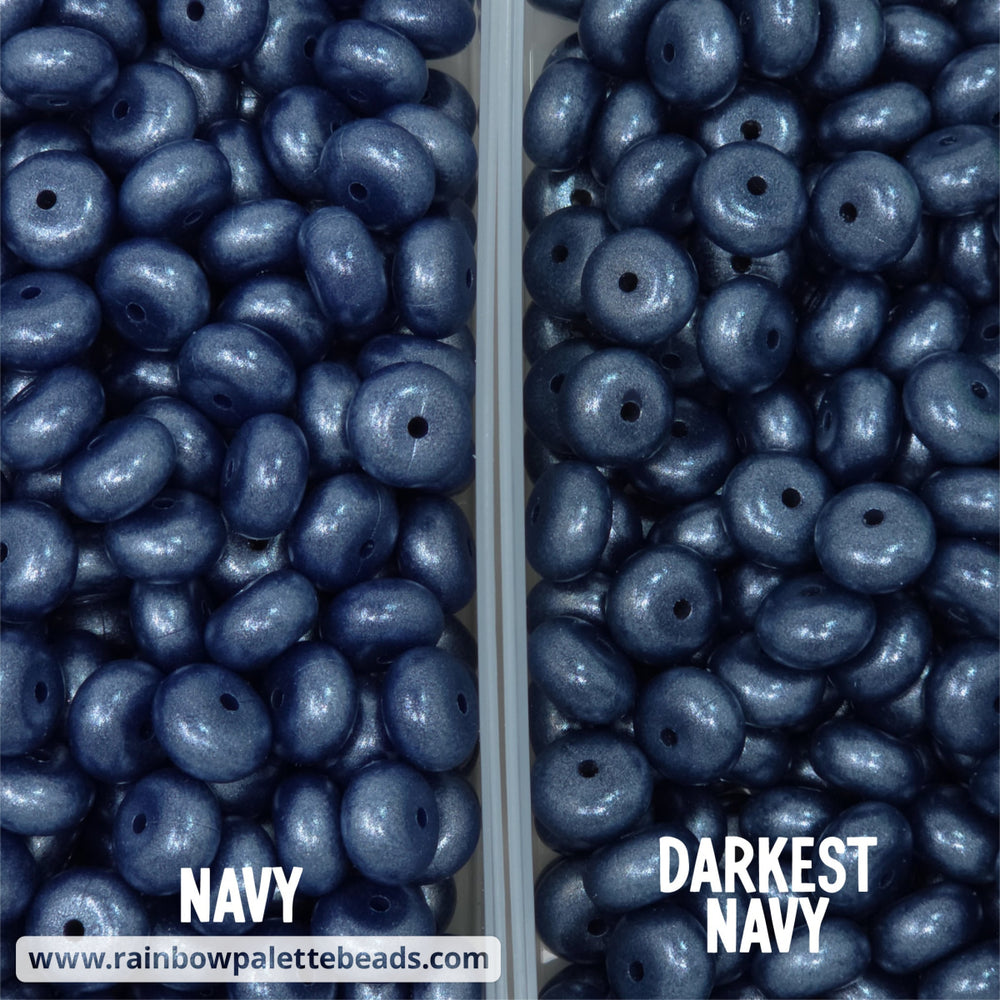 15mm Darkest Navy Blue Shimmer Pearl Silicone Bead - Beads