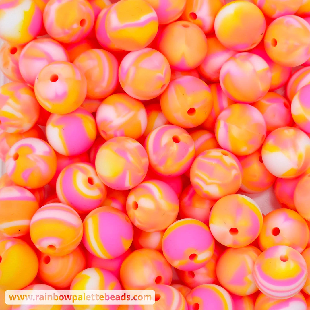 15mm Dunkin Swirl Silicone Round Beads Beads