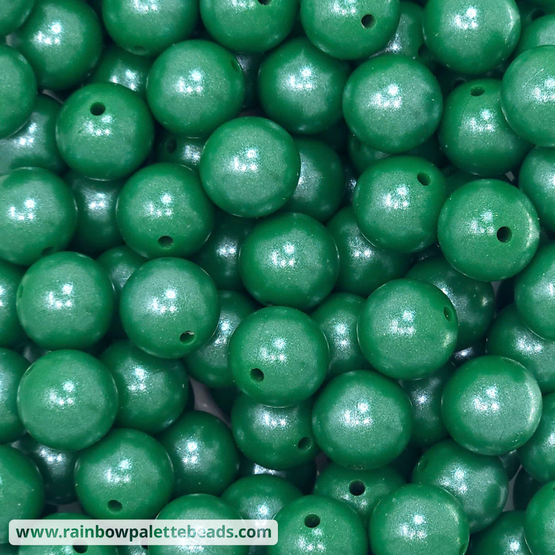 15mm Evergreen Shimmer Pearl Silicone Bead Beads