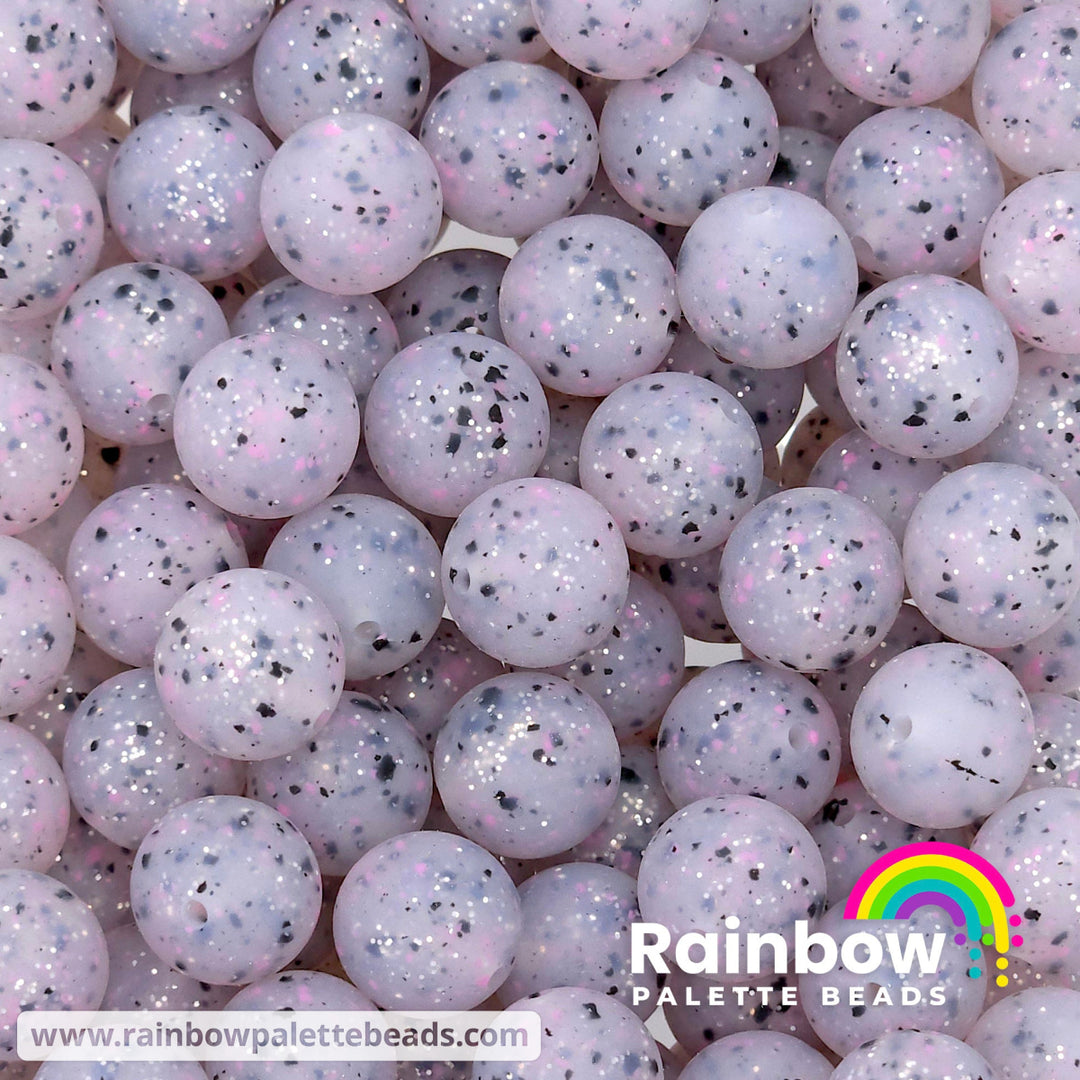 15mm Exclusive Matte Bubblegum Jawbreaker Glitter Silicone Round Beads Beads