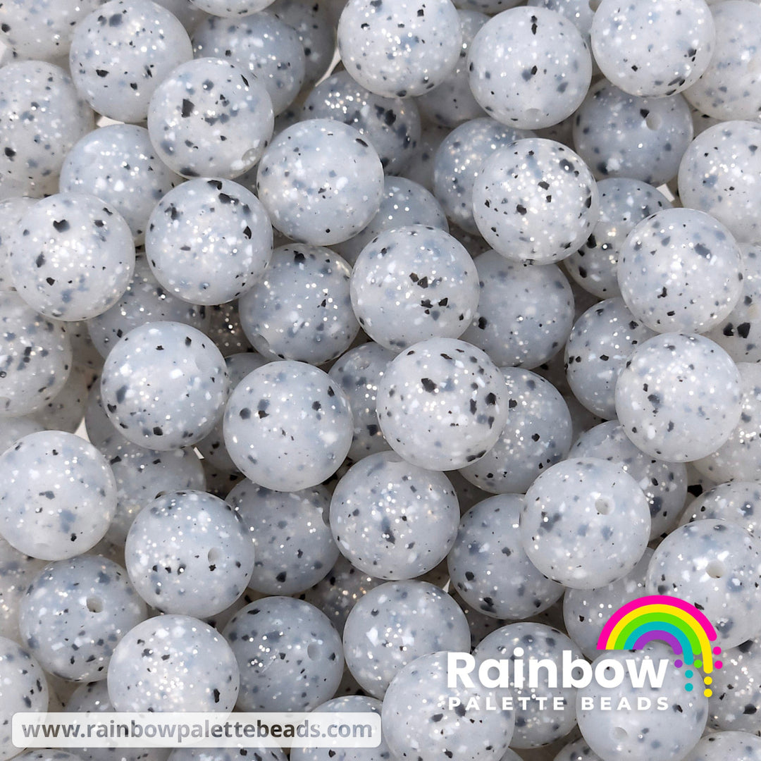 15mm Exclusive Matte Moonstone Glitter Silicone Round Beads Beads