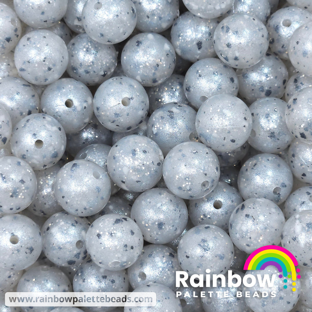 15mm Exclusive Moonstone Glitter Shimmer Pearl Silicone Round Beads Beads