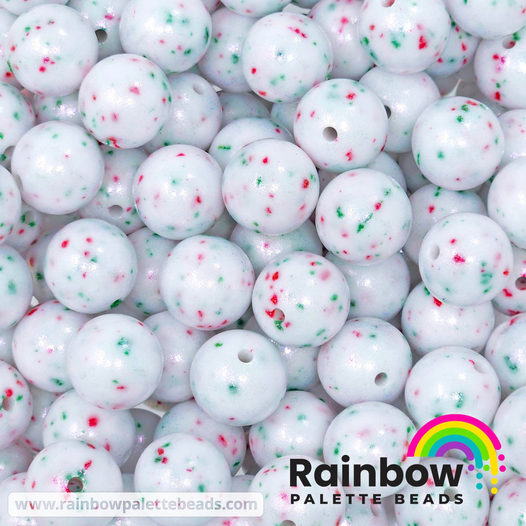 15mm Exclusive OPAL Peppermint Bark Silicone Round Beads Beads