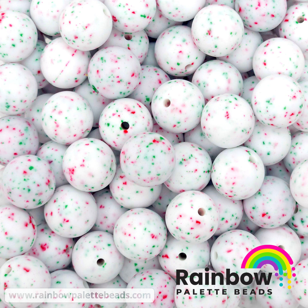 15mm Exclusive Peppermint Bark Silicone Round Beads Beads