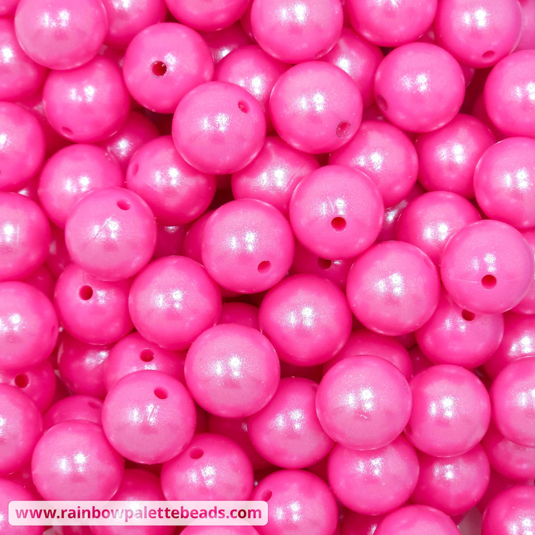 15mm Flamingo Shimmer Pearl Silicone Bead Beads