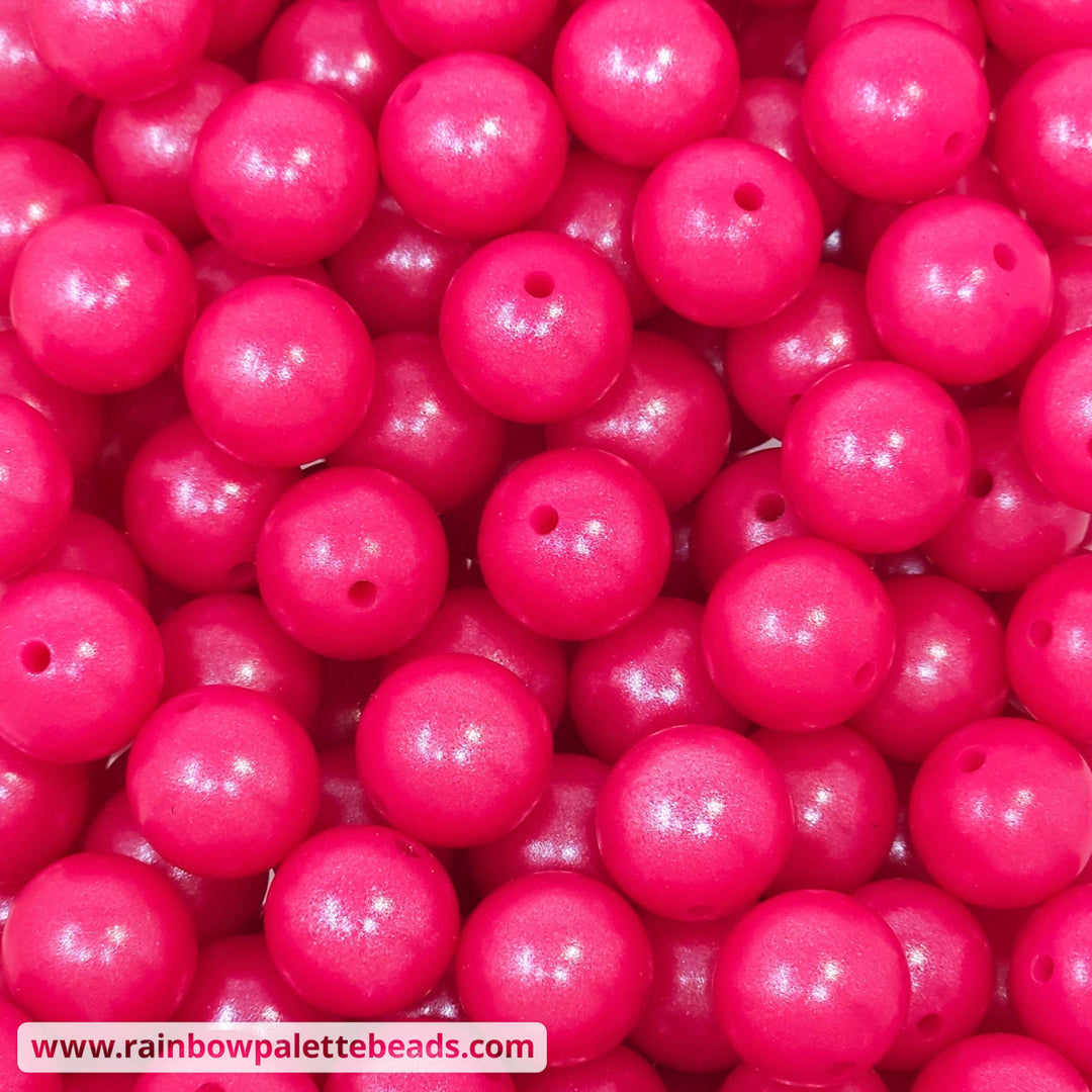 15mm Fuchsia Shimmer Pearl Silicone Bead Beads